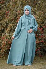 Front Open Abaya in Grape Color crafted with premium nida korean fabric and a matching scarf.