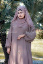 Maxi Abaya in Nida Korean Fabric with Embroidery on front and sleeves as well as same color scarf.