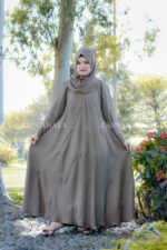 Maxi Abaya in Skin Color with same Color Embroidery OL- 1056 - Image 4
