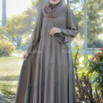 Maxi Abaya with Embroidery on Front and Sleeves the embroidery is in flower style while the sleeves are in J shape with embroidery and same color scarf