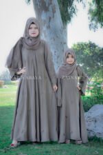 Maxi Abaya in Skin Color with same Color Embroidery OL- 1056 - Image 2