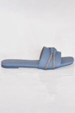 Blue shade formal women slipper featuring a cross twist strap and subtle stone work. A chic, graceful pick from the Z. Collection — stylish, comfortable, and affordable
