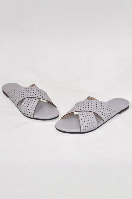 Women Slipper in Light Grey Color with Classic Style