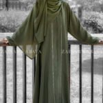 Front Open Abaya with Piping on front and sleeves in nida korean fabric