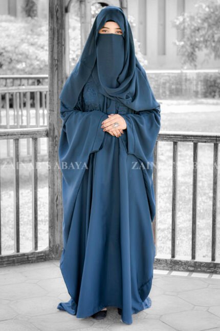 Kaftan Abaya with Embroidery on Front and Sleeves with same color scarf.