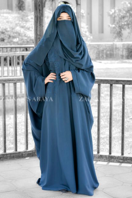 Kaftan Abaya with Embroidery on Front and Sleeves with same color scarf.