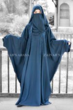 Kaftan Abaya with Embroidery on Front and Sleeves with same color scarf.