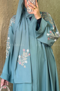 Front Open Abaya with Embroidery On Back & Sleeves OL-1082 - Image 2