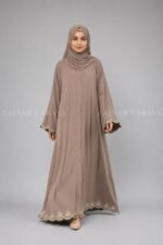 Navy Blue Front Open Abaya with Embroidery  OL-1089 - Image 12