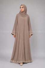 Navy Blue Front Open Abaya with Embroidery  OL-1089 - Image 8
