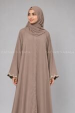 Navy Blue Front Open Abaya with Embroidery  OL-1089 - Image 9