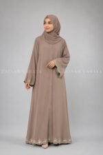 Navy Blue Front Open Abaya with Embroidery  OL-1089 - Image 11