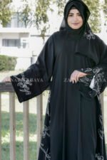 Black Maxi Abaya with Embroidery OL-0165 - Image 4