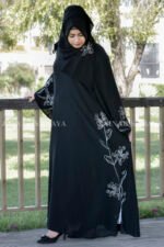 Black Maxi Abaya with Embroidery OL-0165 - Image 5