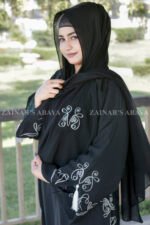 Black Maxi Abaya with Embroidery OL-0165 - Image 7