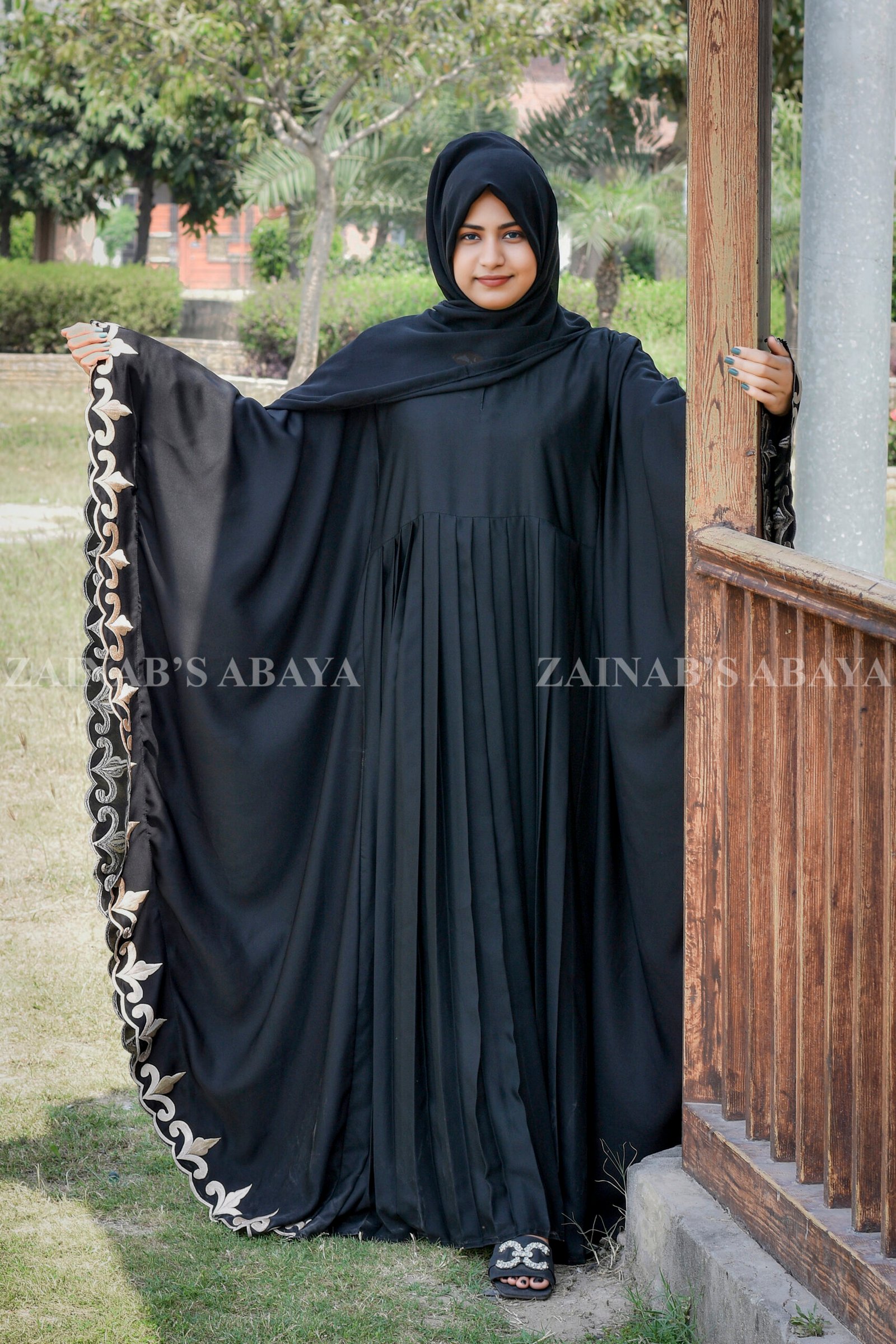 Kaftan Abaya - Zainab Designer Abaya Kaftan Abaya with Embroidery on Borders