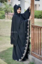 Black Kaftan Abaya with Border Embroidery OL-720 - Image 4