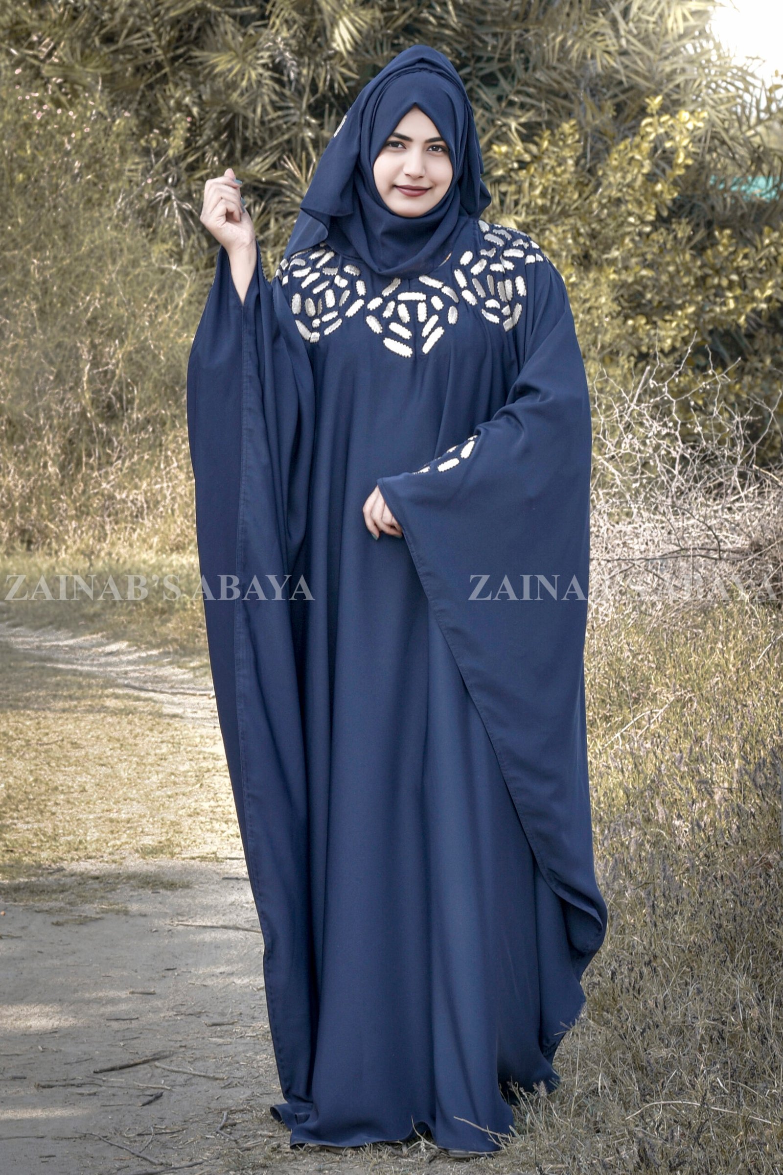Kaftan Abaya - Zainab Designer Abaya Nida Kaftan Abaya with Embroidery