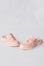 Mule Shoes for Women in Pakistan with Stone Embellishment in Rich Pink Color.