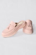 Mule Shoes for Women in Pakistan with Stone Embellishment in Rich Pink Color.