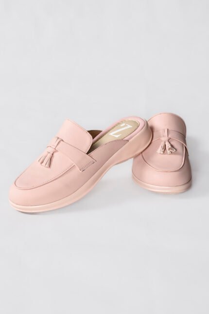 Mule Shoes for Women in Pakistan with Stone Embellishment in Rich Pink Color.