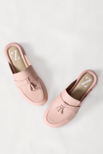 Mule Shoes for Women in Pakistan with Stone Embellishment in Rich Pink Color.