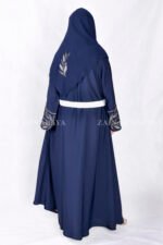 Gown Abaya in Nida Korean Fabric featuring the elegant embroidery on the sleeve ends and inner white gown.