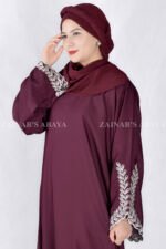 Maxi Abaya in Nida Korean Fabric with Elegant Embroidery Style on Sleeves.