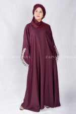 Maxi Abaya in Nida Korean Fabric with Elegant Embroidery Style on Sleeves.