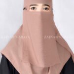 Saudi Niqab in Light Brown Color which is crafted in chiffon fabric