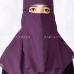Saudi Niqab in Purple Color which is crafted in chiffon fabric