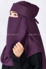 Saudi Niqab in Purple Color which is crafted in chiffon fabric