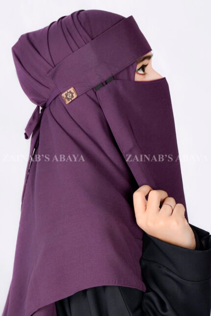 Saudi Niqab in Purple Color which is crafted in chiffon fabric