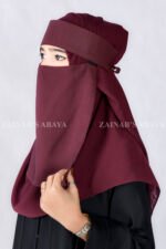 Saudi Niqab in Maroon Color Acc 253 - Image 3