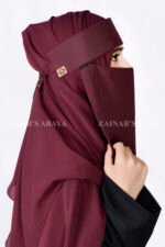 Saudi Niqab in Maroon Color Acc 253 - Image 2