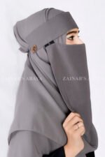 Saudi Niqab in Grey Color Acc-253 - Image 2