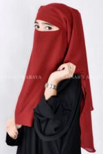 Red Colored Niqab in 3 Layer Acc 83 - Image 2