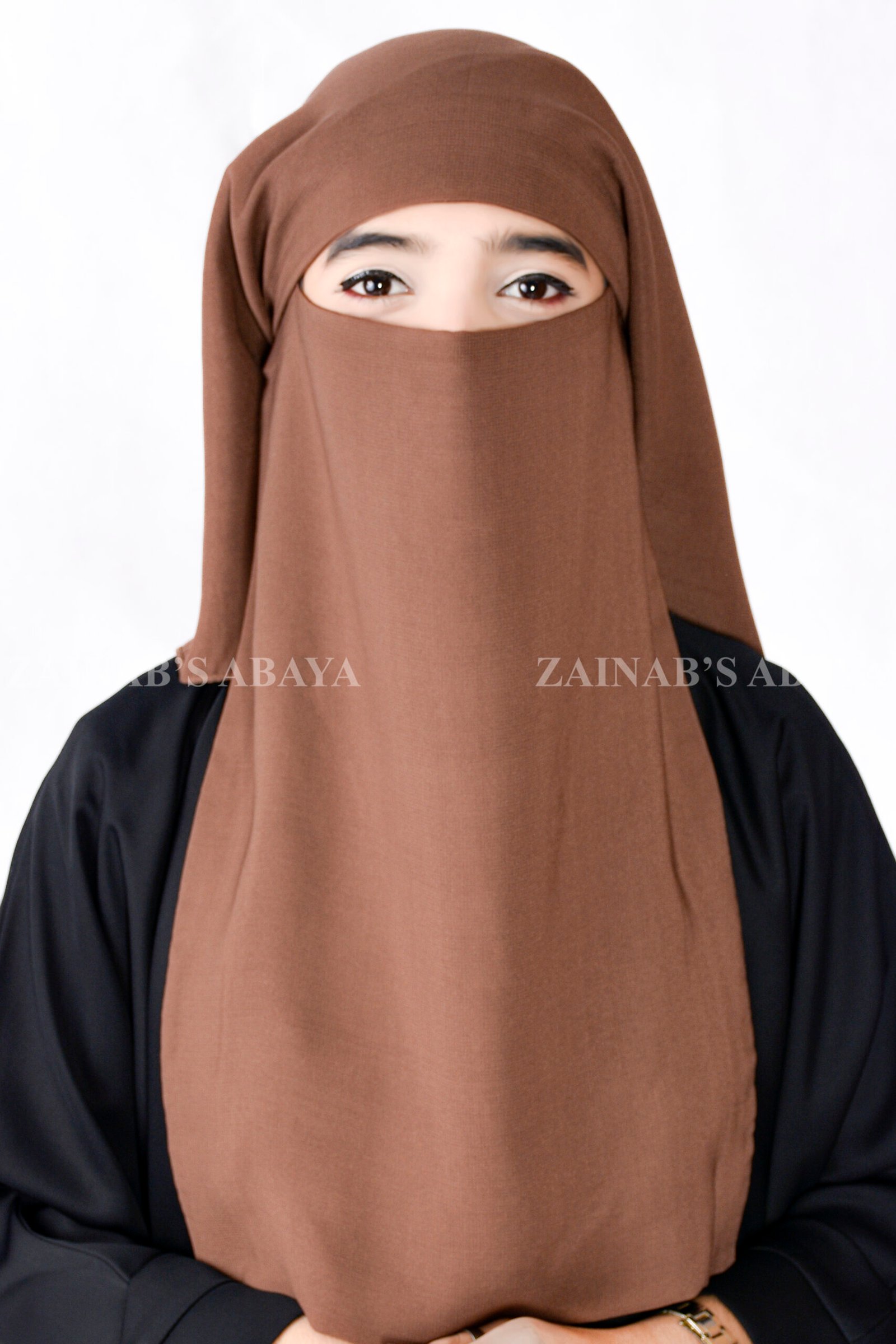 _ZZZ4666+ Light Brown Niqab in 3 Layers Acc 83 - Image 1