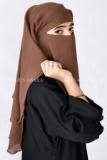 Light Brown Niqab in 3 Layers Acc 83 - Image 3