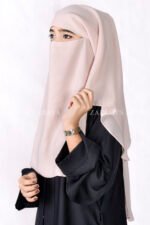 Peach Colored Niqab in 3 Layers Acc 83 - Image 2