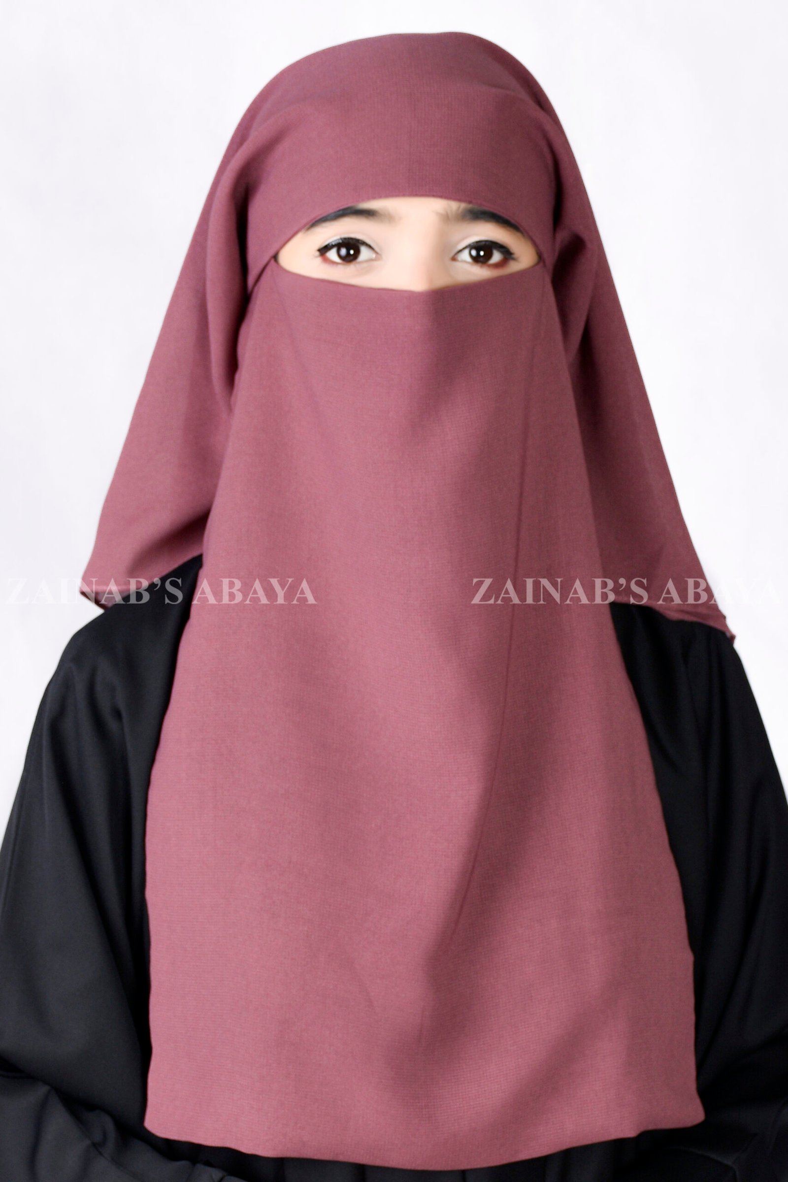 _ZZZ4750+ T. Pink Colored Niqab in 3 Layers Acc 83 - Image 1