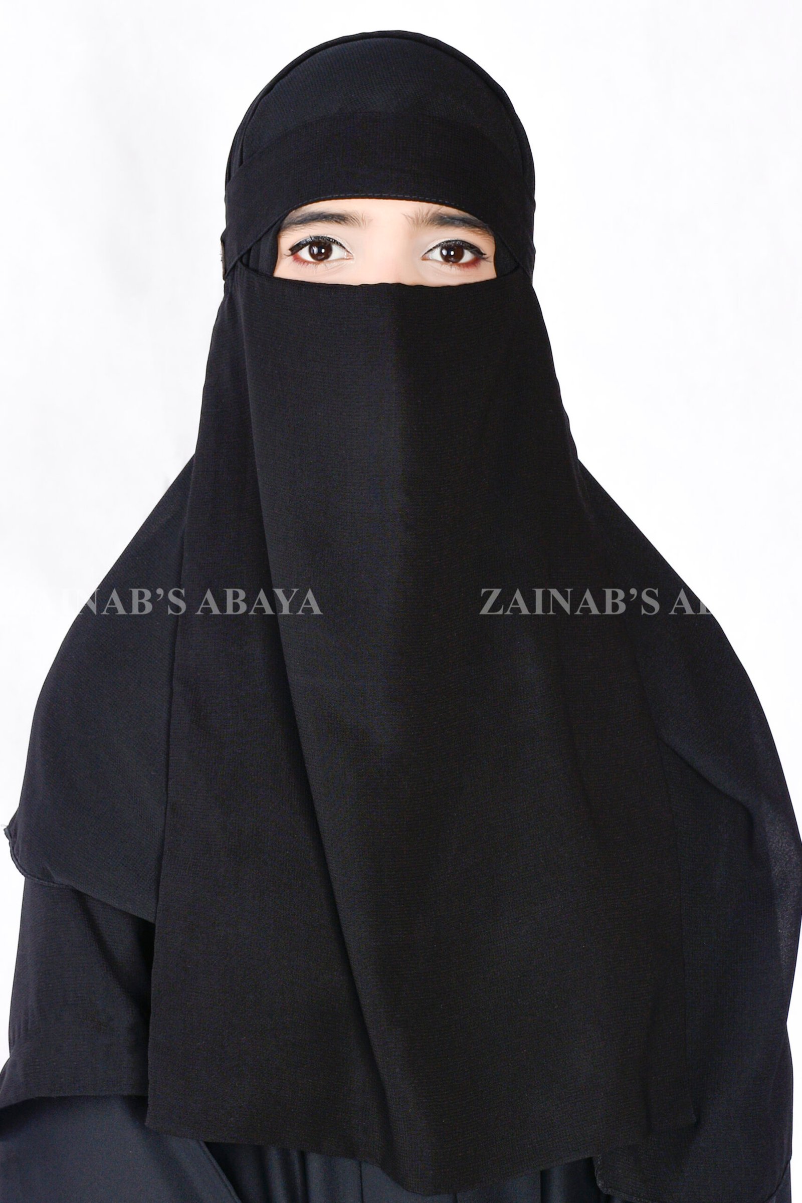 Eyes Niqab - Zainab Designer Abaya Black Eyes Niqab in Chiffon Fabric
