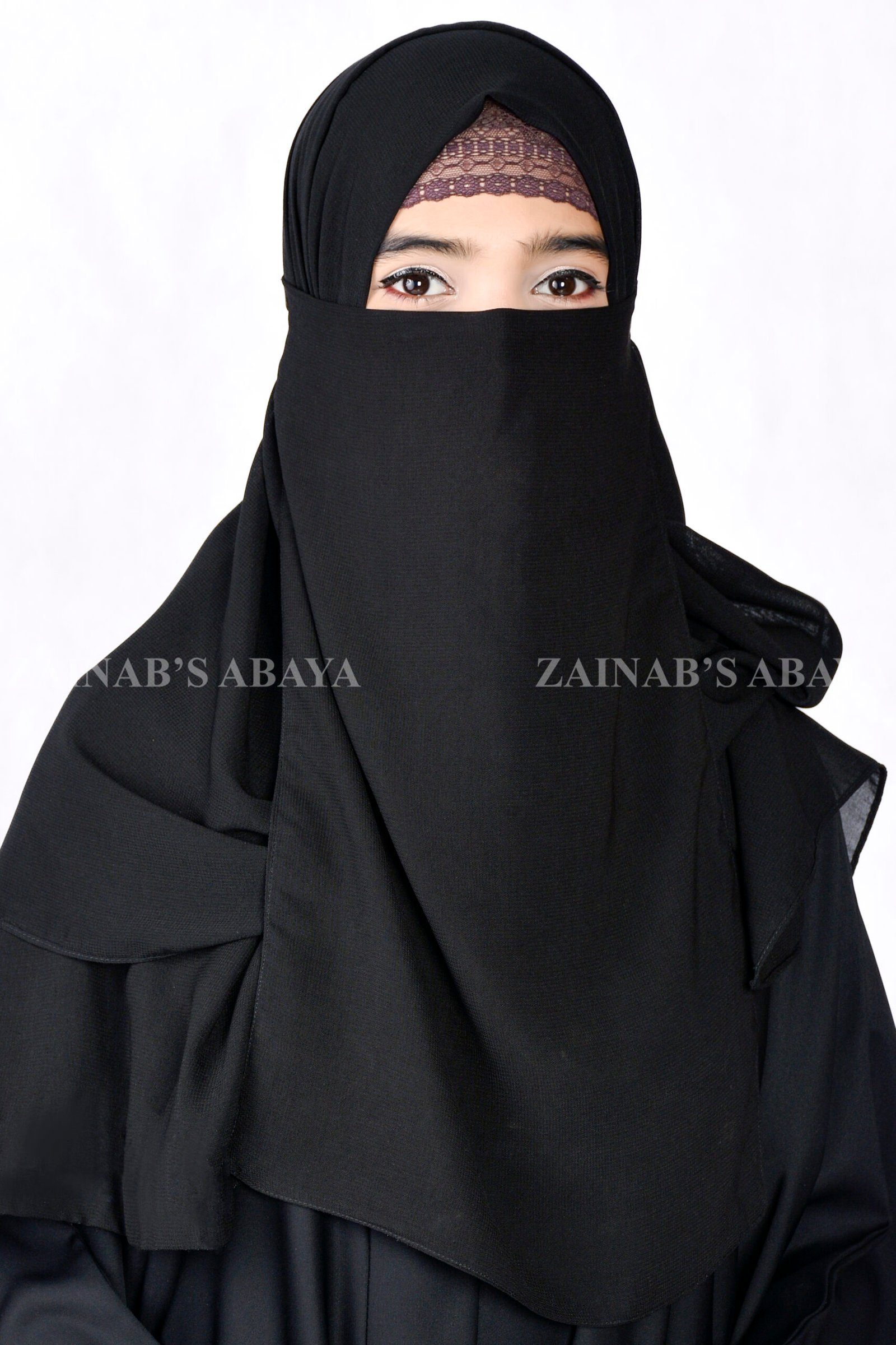 _ZZZ4824+ Black Nose Niqab with Elastic Acc92 - Image 1