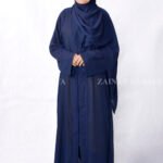 Front Open Abaya in Single Chiffon Fabric with a matching scarf.