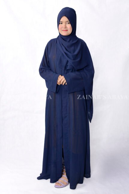 Front Open Abaya in Single Chiffon Fabric with a matching scarf.