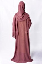 Front Open Abaya in Single Chiffon Fabric and the color is T.Pink with a matching scarf.