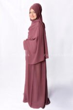 Front Open Abaya in Single Chiffon Fabric and the color is T.Pink with a matching scarf.
