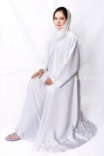 Front Open Abaya which is crafted in shamooz fabric with a matching scarf in chiffon fabric.