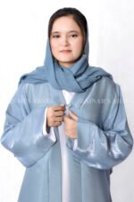 Front Open Abaya which is crafted in shamooz fabric with a matching scarf in chiffon fabric.