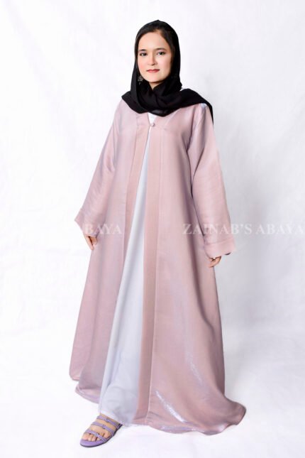Front Open Abaya which is crafted in shamooz fabric with a black scarf in chiffon fabric
